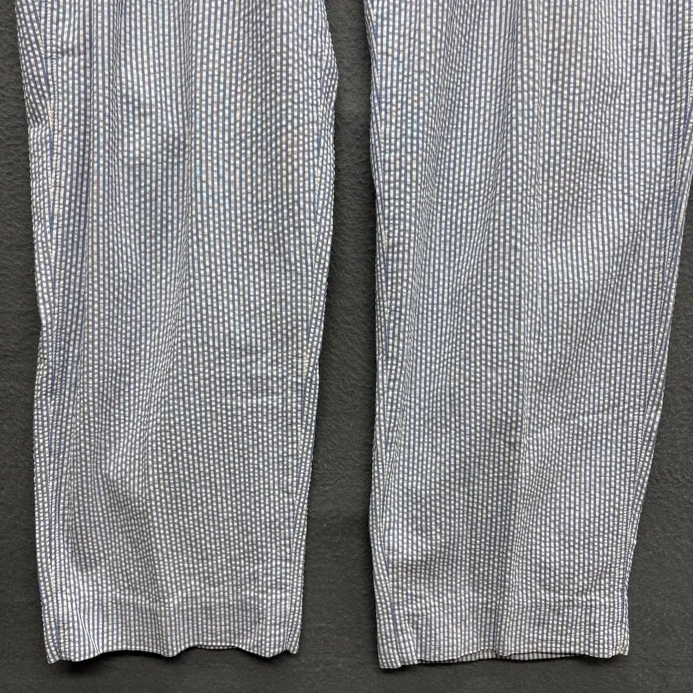 Polo Ralph Lauren Mens Blue White Striped Seersucker Pleated Pants 38x30 USA